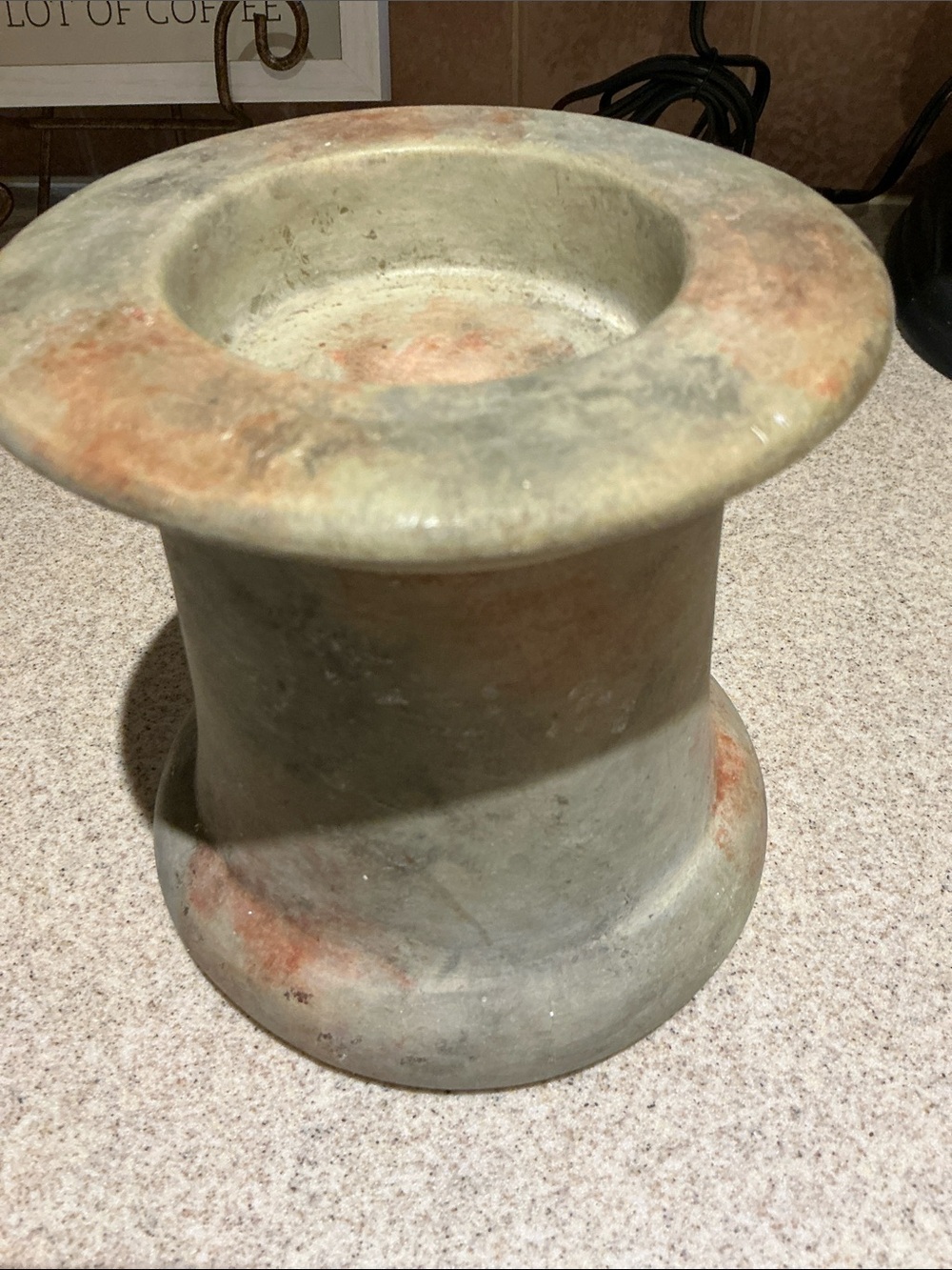 Handcrafted Earth-Tone Ceramic Vase - Rustic Green and Terracotta